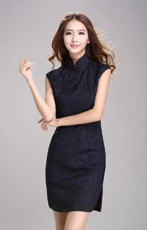 上海滩新款专柜正品女装 双宫立体绣花旗袍连衣裙 中国风复古修身