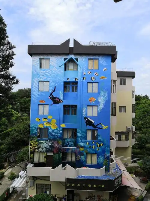 墙体彩绘文化墙墙绘3d画立体画