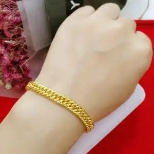 周大福焕美饰品马鞭手链女24k黄金999双龙头男士手链情侣沙金手链