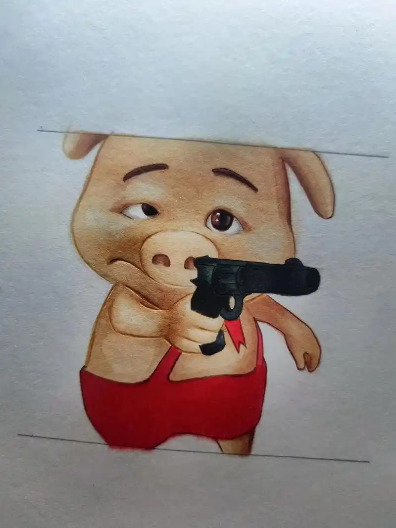 更新喽,整个活#临摹 #手绘 #猪猪侠小呆呆拿枪 工具:美卡 - 抖音