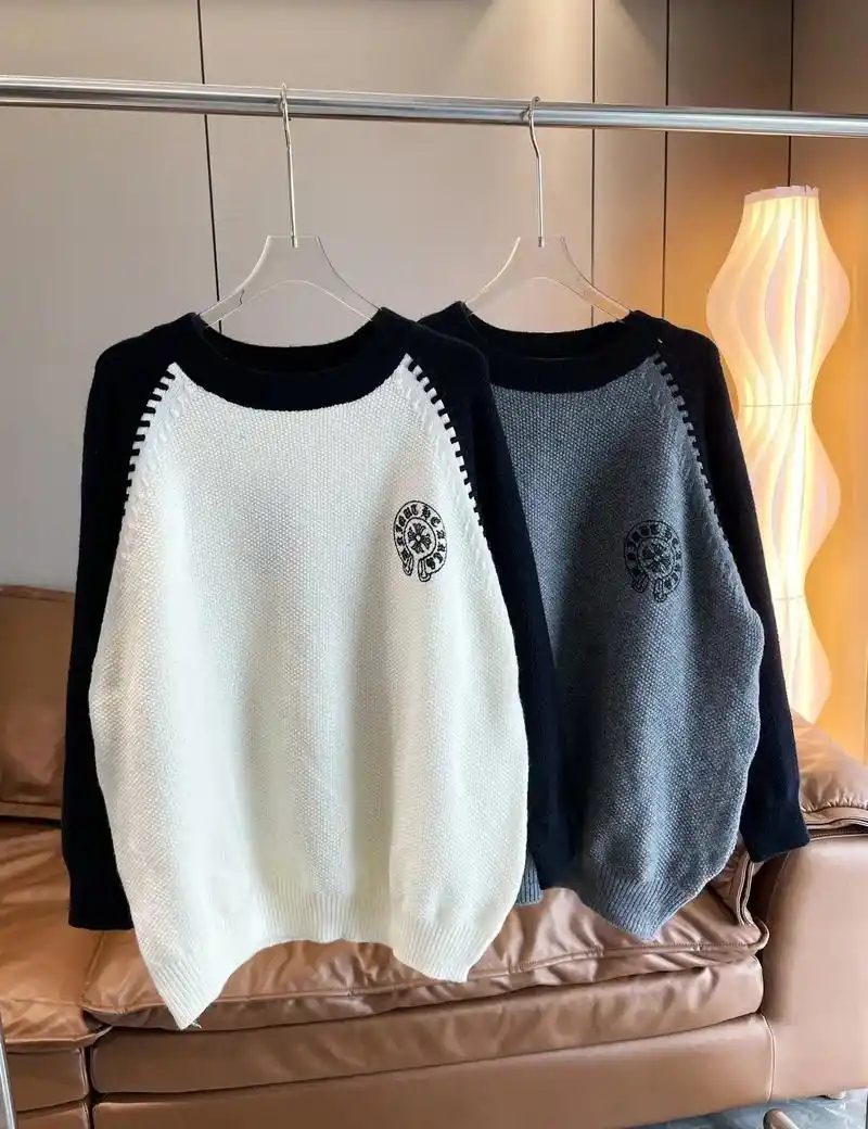 克罗心马蹄图案撞色插肩袖毛衣03