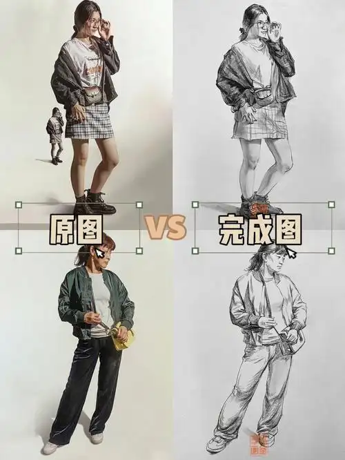 美术生必看单人速写站姿与照片对照图