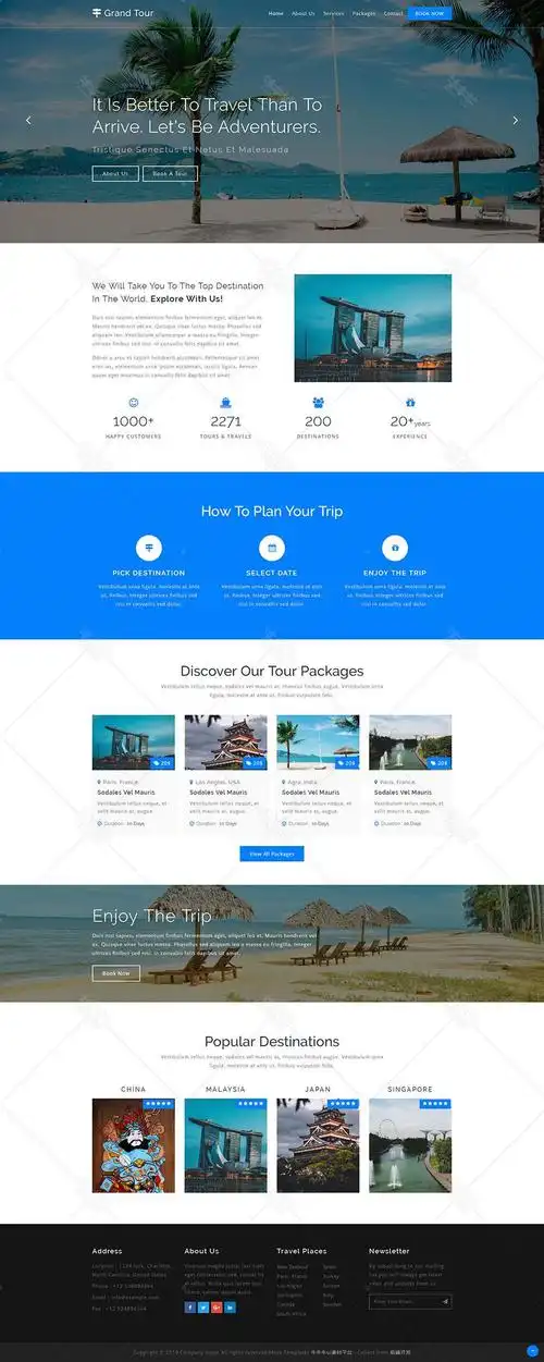 h1210-蓝色旅游简洁官网html响应式网页模板