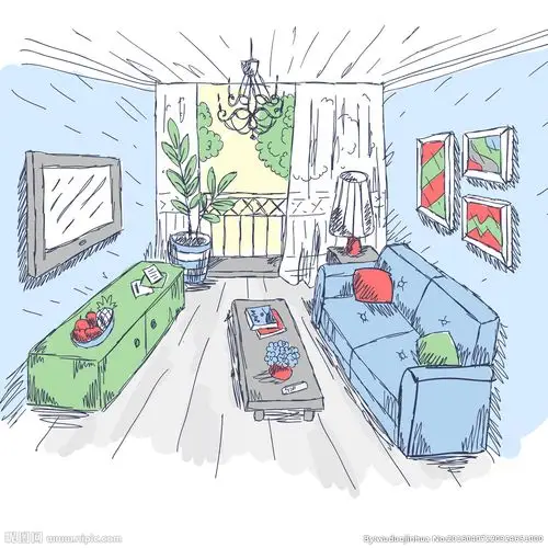 室内装修素描画图片