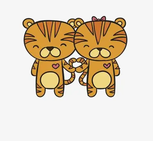 爱情卡通可爱小动物装饰爱情动物头像老虎