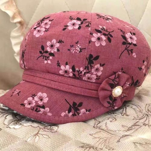 帽子女2022年春夏季新款梅花八角贝雷帽30-40-50中老年妈妈婆婆帽