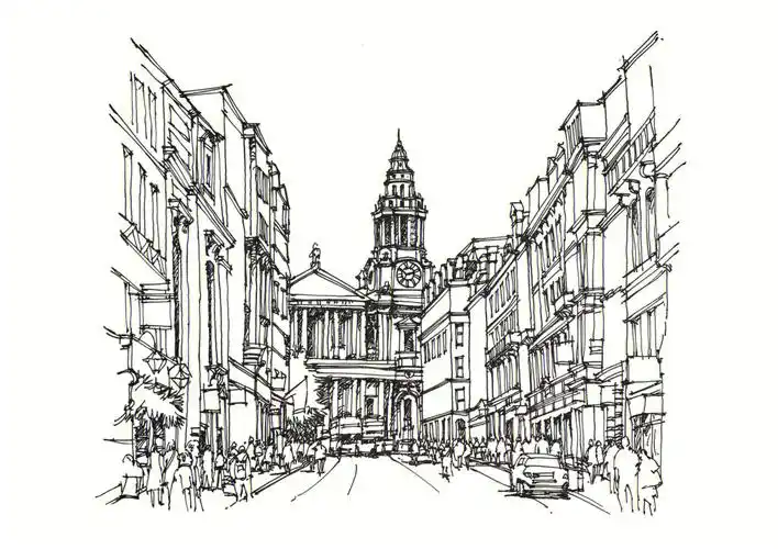 附步骤图速写欧洲街景