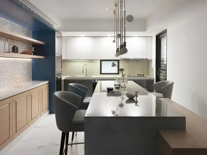 成都现代简约房屋厨房餐厅一体设计效果图