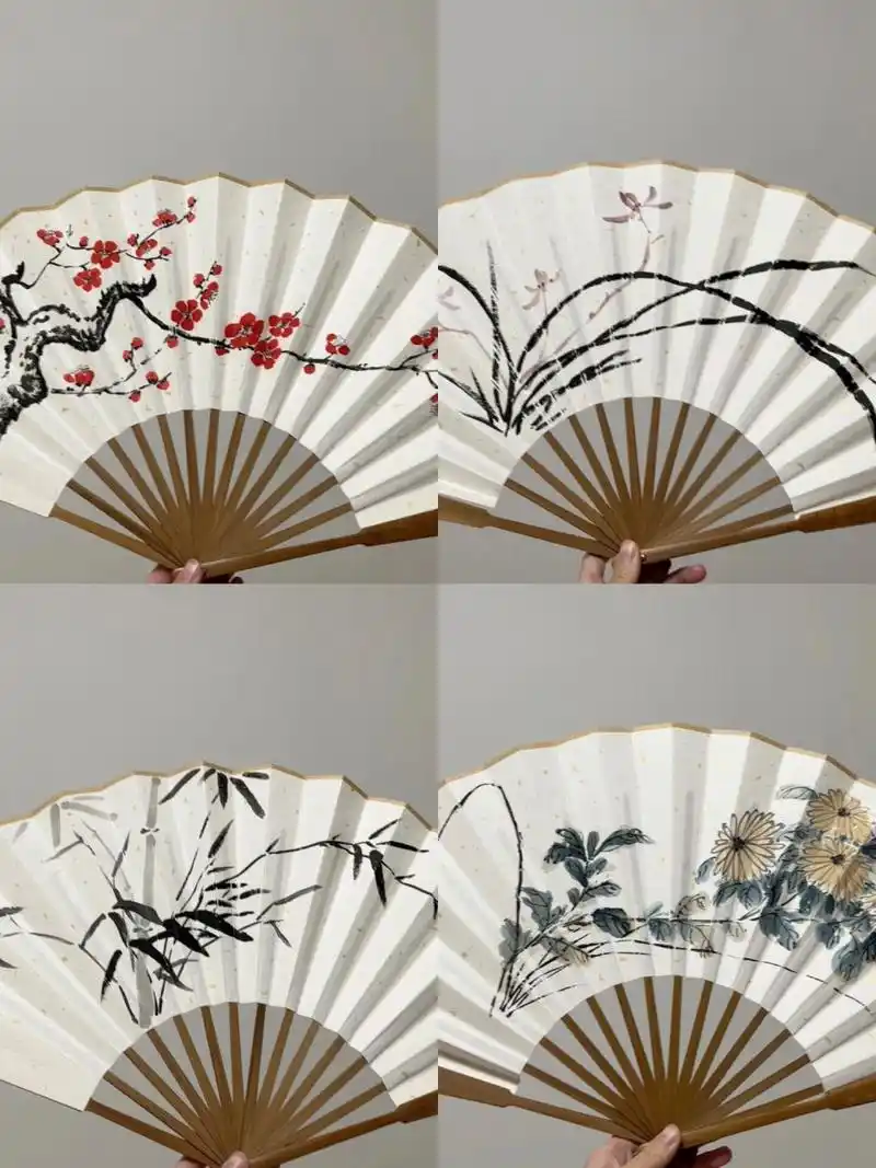 手绘国画折扇～梅兰竹菊系列95