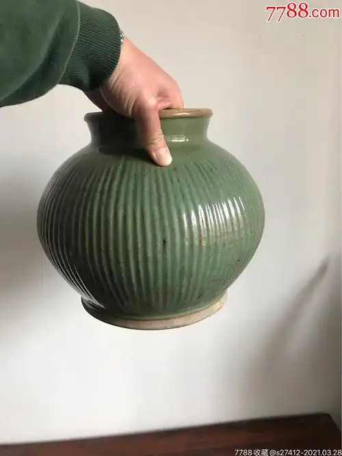 清代宜兴紫砂均釉瓜棱茶叶罐#花入