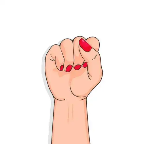 握紧的拳头涂了红色指甲油的女性拳头象征女权主义图片免抠矢量素材