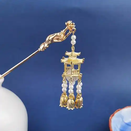 元宵节发光头饰汉服发饰灯笼流苏发簪复古风宫廷仙气发光簪子头饰日常