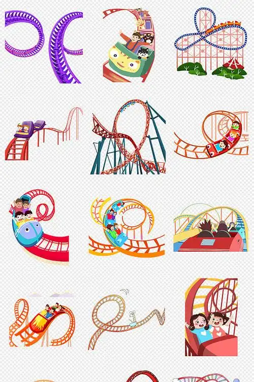卡通儿童过山车游乐场过山车png素材
