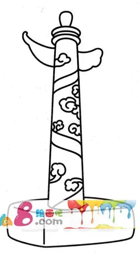 中华柱儿童画怎么画中华柱简笔画顺序如何画天安门华表地标建筑简笔画