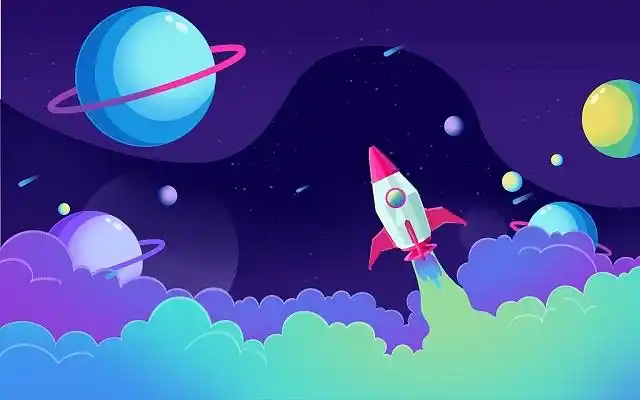 科幻航天png素材扁平宇宙飞船插画手绘卡通宇宙飞船火箭航天矢量素材