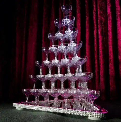 香槟塔五层七层香槟塔三角酒塔led灯亚克力杯子婚庆道具五层蓝光含36