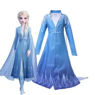 迪士尼爱莎公主裙女童冰雪奇缘2艾莎公主裙cos艾沙elsa裙子礼服