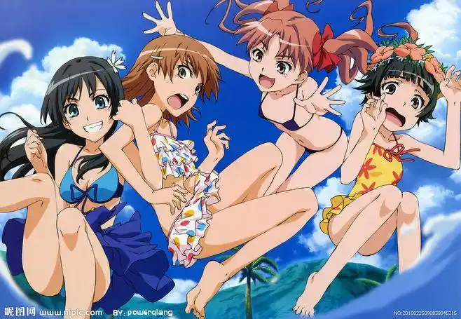 比基尼 动漫 美女 少女 高清 素材 海边 蓝天