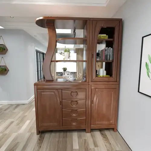 客厅玄关隔断柜中式实木间厅柜酒柜现代小户型客厅入户双面屏风柜