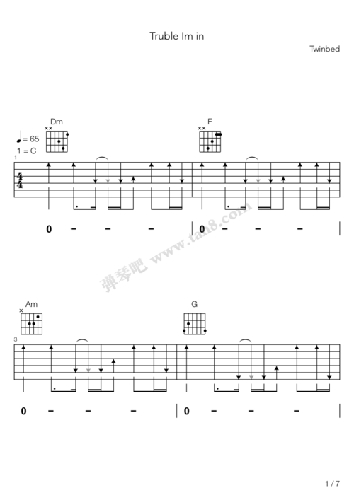 吉他谱troubleimin