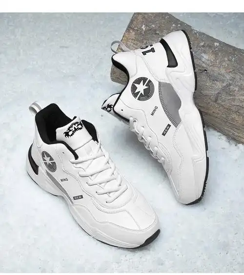 炫步 特大码男鞋冬季运动鞋跑步休闲鞋板鞋加大加肥宽头宽松皮面防水