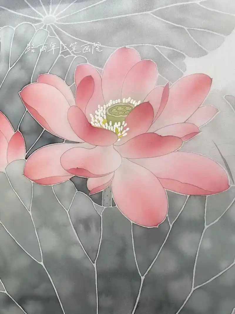 国画艺术 #工笔荷花 #路雨年工笔画院 #画画 没骨荷叶 - 抖音