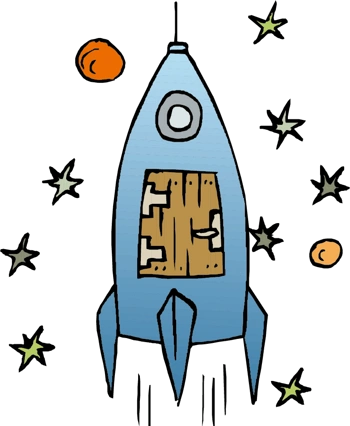 矢量手绘起飞的火箭