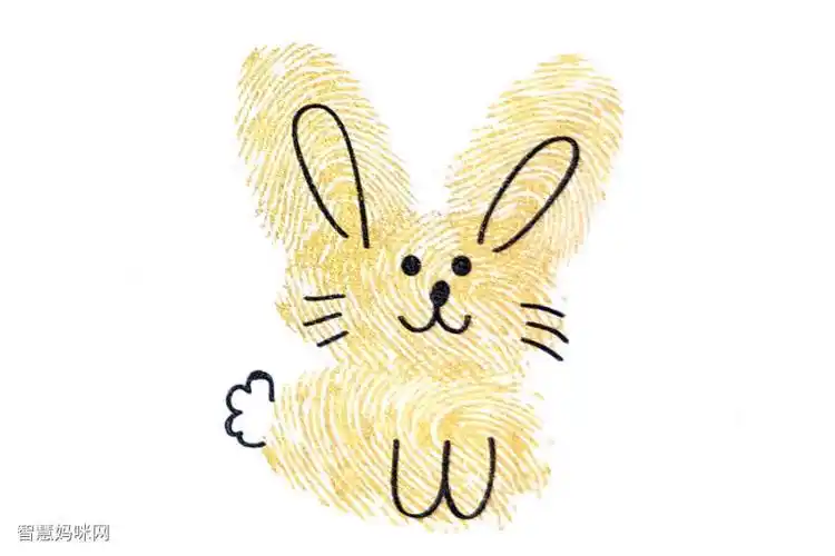 可爱小兔子手指画画法步骤