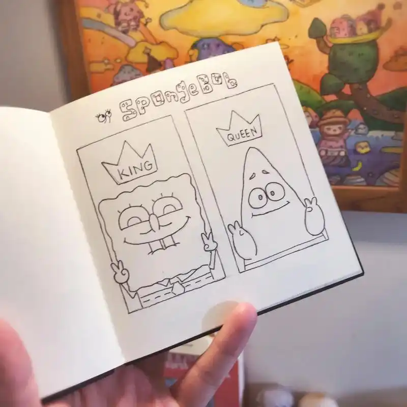 海绵宝宝派大星线稿速写