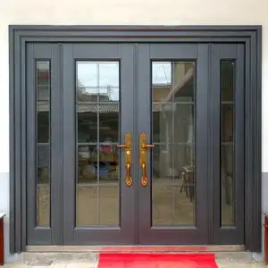 别墅大门玻璃防盗门家用乡村双开门对开入户门农村自建房门进户门