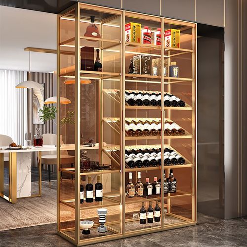 白鹿原铝合金酒柜靠墙客厅隔断柜现代轻奢简约网红小酒柜玻璃门酒架 2
