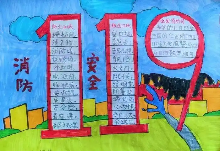 119消防安全日手抄报