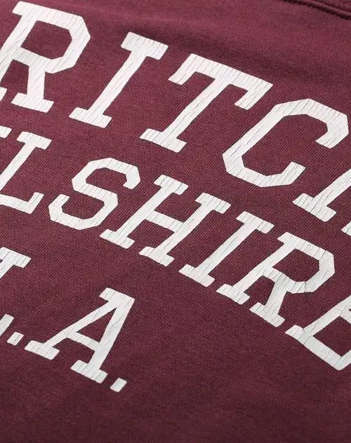 时尚龟裂字母印花休闲卫衣暗红