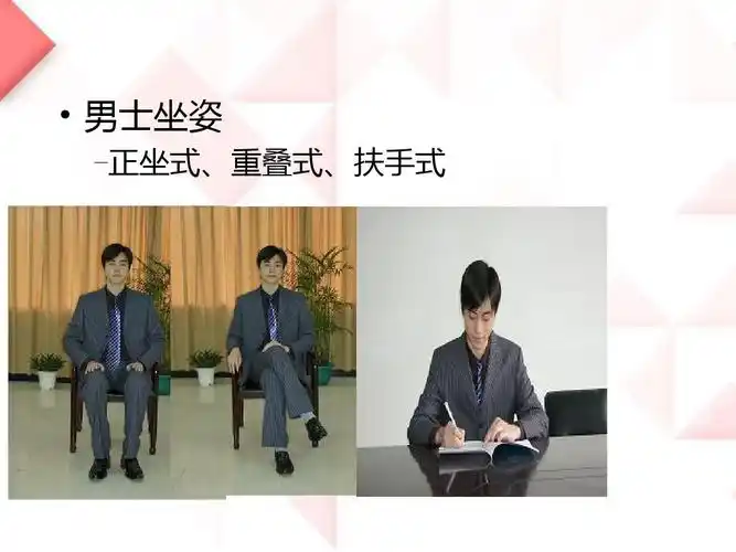 男士坐姿 -正坐式,重叠式,扶手式