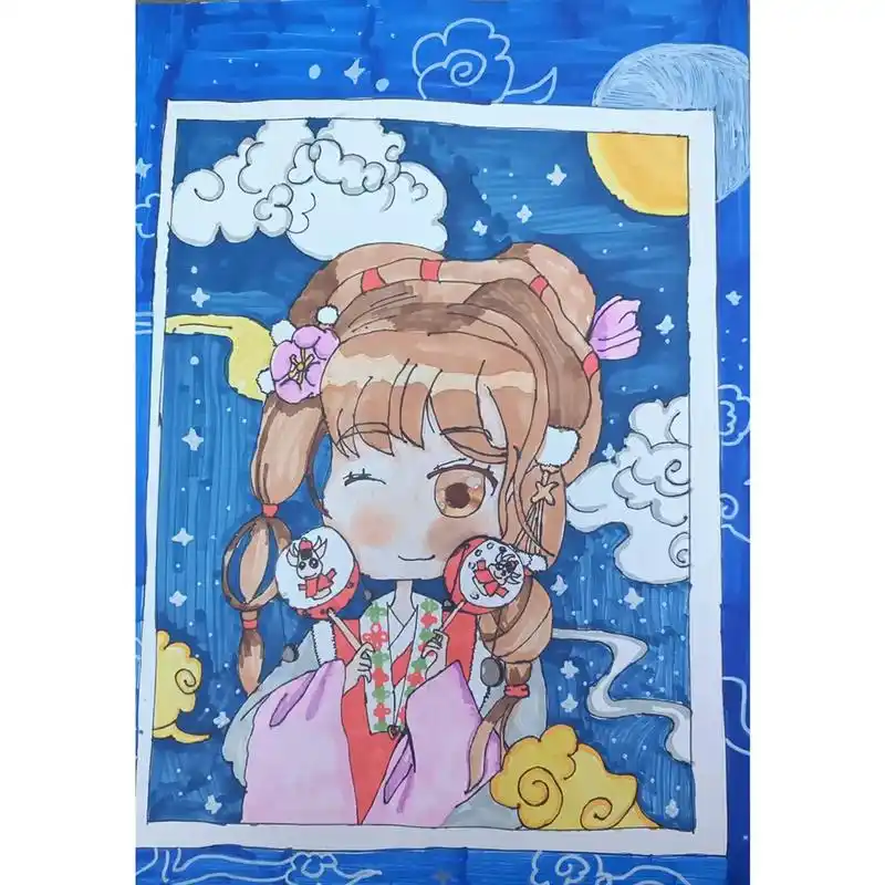 暑期最快乐的事#动漫人物绘画 #儿童创意美术作品 #画出梦想 - 抖音