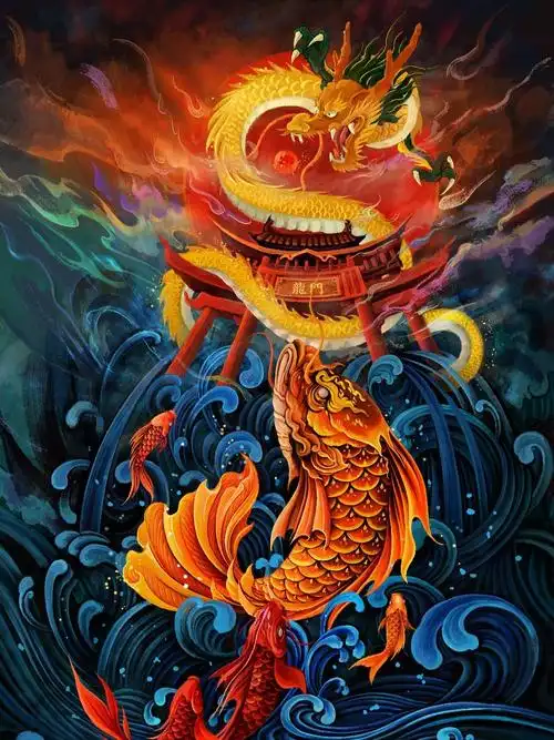 第一幅鱼跃龙门下