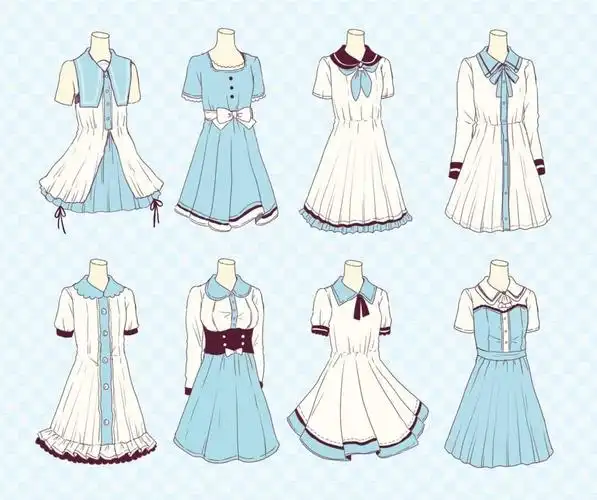 画画素材资源库各种款式的裙子绘画参考