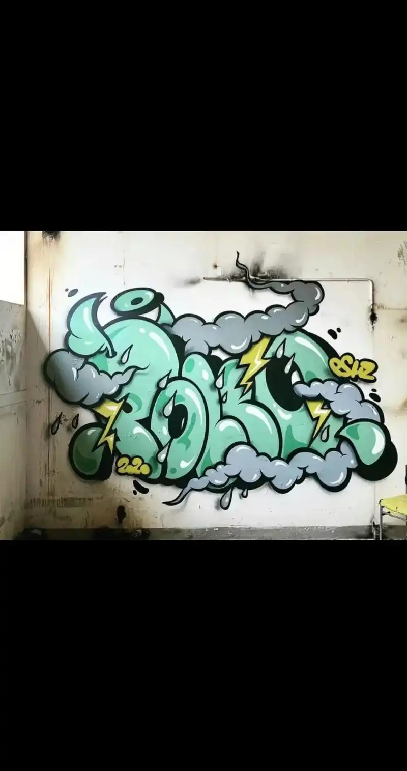 一些字母涂鸦风墙绘及素材#画画96 #墙体彩绘 #涂鸦 #街 - 抖音