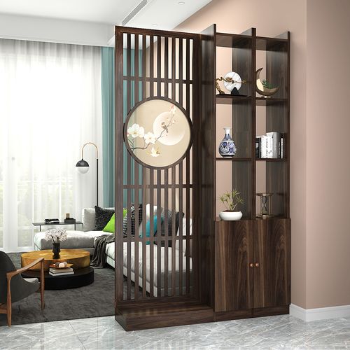 客厅屏风隔断柜装饰实木置物架简约现代轻奢风遮挡玄关柜已售420元