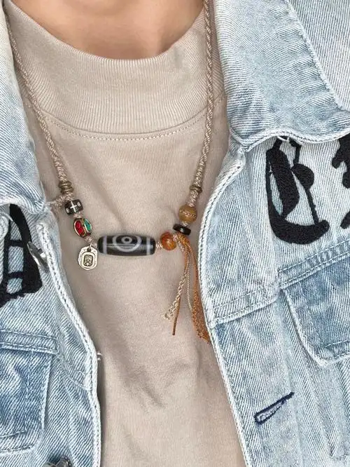 秋冬天珠项链这样搭配