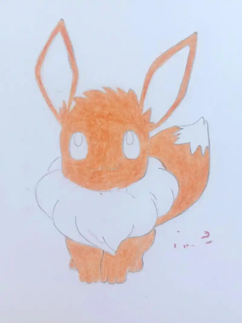 伊布简笔画 神奇宝贝,铅笔7315先画草图,画好彩