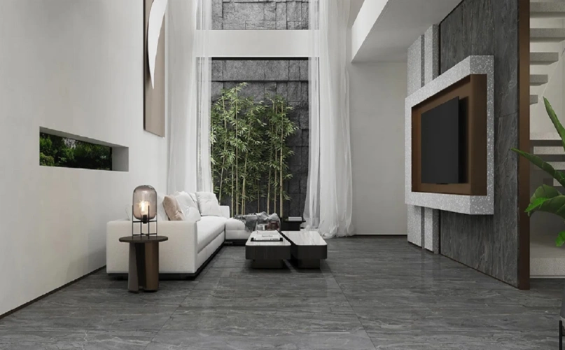 安塔利亚灰客厅瓷砖效果图2020最流行的客厅瓷砖效果图6969宏陶