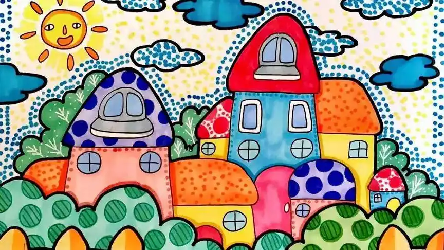 《七彩的房子》儿童创意简笔画教程