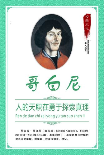 757海报印制展板写真喷绘168学校园班级教室名人名言简介绍哥白尼