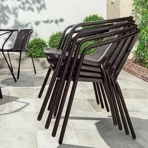 紫叶户外椅子简约休闲铁艺桌椅咖啡店餐椅奶茶店靠背椅叠放餐桌椅