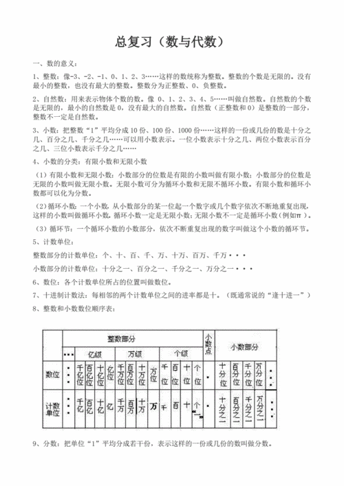 小学六年级毕业总复习知识点(一)数与代数部分.pdf 8页