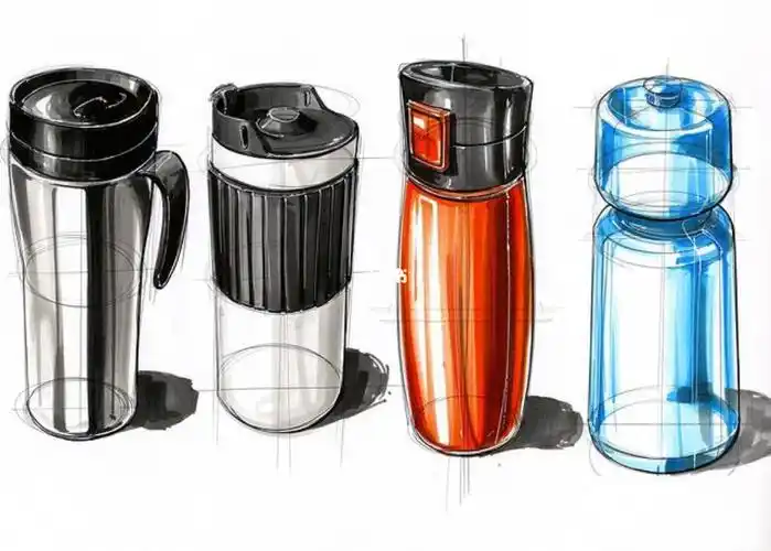 一组水杯手绘_杯子_手绘_人文_绘画