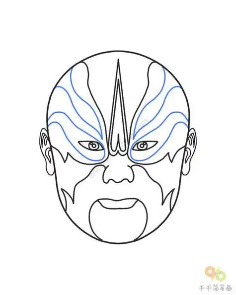 十二生肖脸谱简笔画黑白