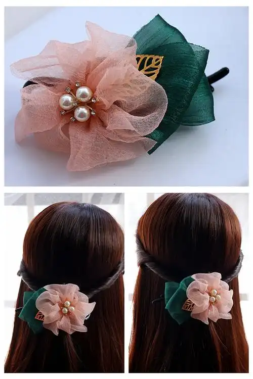 精选好礼女成年人发夹头饰头花盘发器古风头饰妈妈发簪后脑勺花朵头发