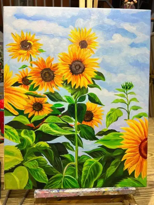 临摹油画向日葵